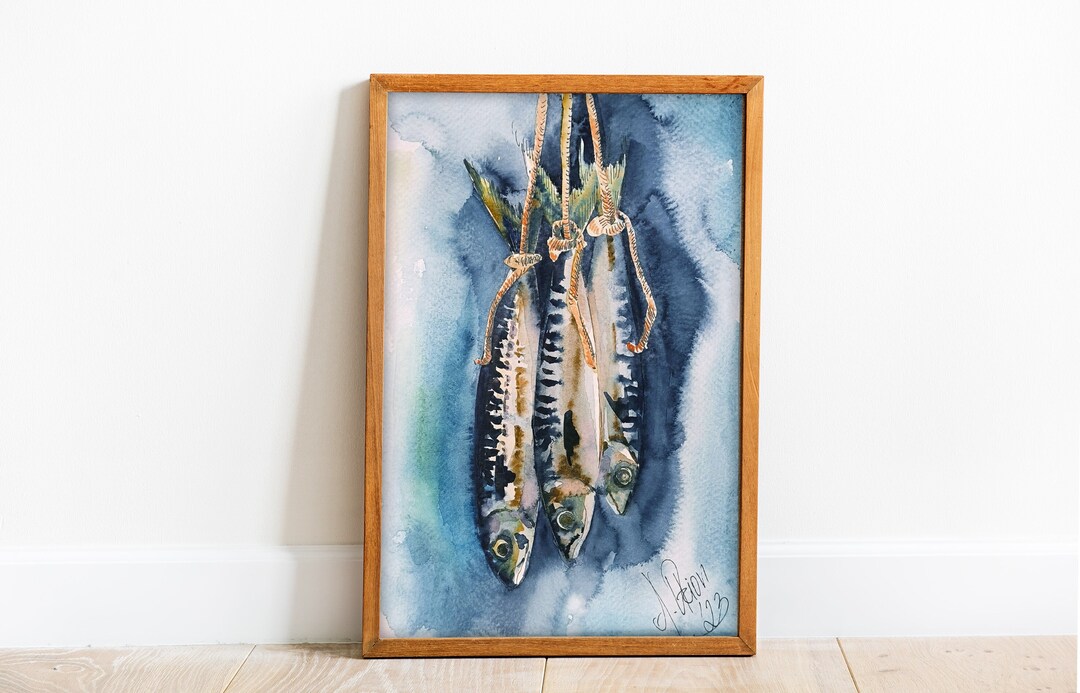 Sardine Painting Sardines Art Watercolor Painting Original Etsy