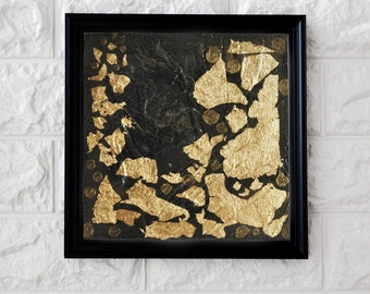 Abstract Painting Original Small Painting Canvas Black Gold  Modern Painting Textured Wall Art Contemporary Painting Gold Abstract Art