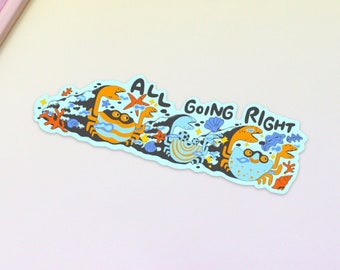 Three Crabs Sticker, All Going Right, Positive Energy Sticker for Laptop