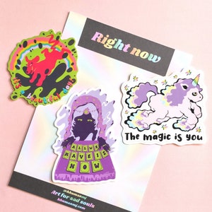 Right Now Sticker Pack, Be Present Positive Daily Affirmation Sticker Bundle, Mental Health Decals, Power of Now Inspirational Label Set