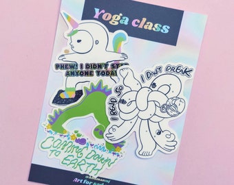 Fun Yoga Class Sticker Pack | Spiritual Yogi, Whimsical Vinyl Stickers