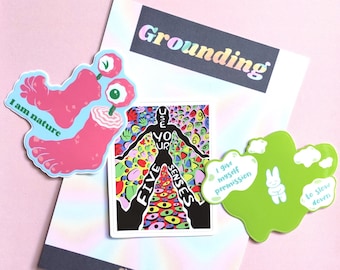 Erdungs-Aufkleber-Pack, beruhigende Vinyl-Aufkleber für psychische Gesundheit