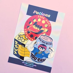 Positieve Vibe Drink Sticker Pack, 3 Motiverende Zelfliefde Stickers, Leuke Vinylstickerset voor Laptop Journal Telefoon Tumbler | Drankjes