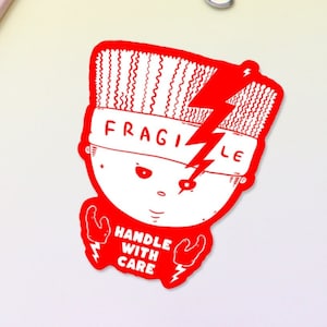 Sticker humain qui craque | Sticker santé mentale | Sticker imperméable art original pour une maladie invisible | Fragile. A manipuler avec précaution