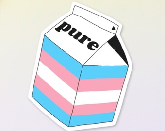 Transgender Pride Flag Sticker, Pure Milk Carton Vinyl Sticker