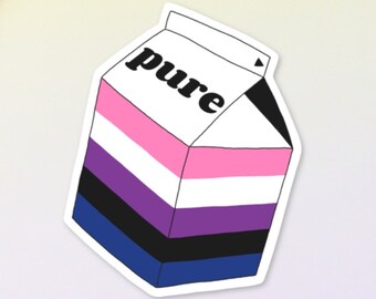 Pure Gender-Fluid Milk Carton Sticker, Gender fluidity Pride Flag Color Sticker, Vinyl Sticker for Laptop Water Bottle Phone Tablet Tumbler