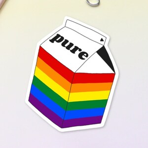 Naklejka na karton mleka Pure Gay, flaga Queer Pride dla LGBTQIA+, słodka naklejka winylowa na laptopa, kubek, telefon Ipad, prezent dla społeczności Rainbow