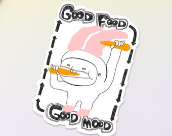 Good Food Good Mood Bunny Vinyl Sticker