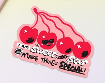 Sassy Cherry Glossy Vinyl Sticker, Laptop Decor