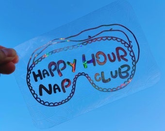 Happy Hour Nap Club Suncatcher Sticker, Rainbow Maker Window Decal