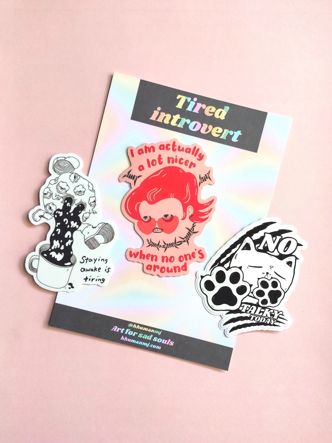 Introvert Sticker Tired Introvert Sticker Pack, Moody and Funny Antisocial Stickers, Cute ...