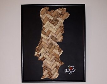 Portugal Wine Cork Carte | | cadeau de décoration pour les amateurs de vin | faits à la main | wine tour | de décoration de bar à vin Cadeau amateur de vin