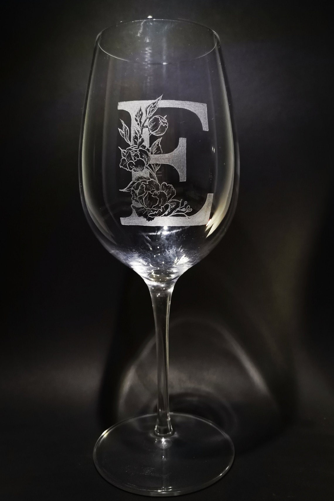 Monogram Elegant Wine Glass Hand Engraved Fully personalized Etsy