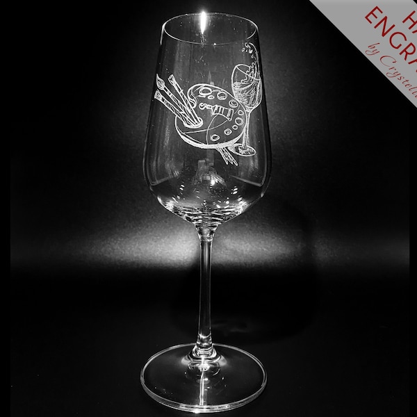Artist Art Class Wine Glass | Fully Personalized | Hand Engraved | Paint with Wine Class Gift | Artist Gift