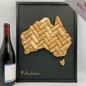 Australien Weinkork Karte | Weinliebhaber Dekoration Geschenk | Handgemachte | Gebrauchte Korken Upcycling | Weinbar Dekor | Weingut
