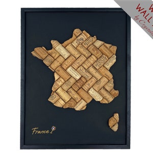 Frankreich Weinkorken Karte | Wein-Liebhaber-Dekoration-Geschenk | Handgemacht | Weintour | Wein Bar Dekor | Gebrauchter Kork Upcycling
