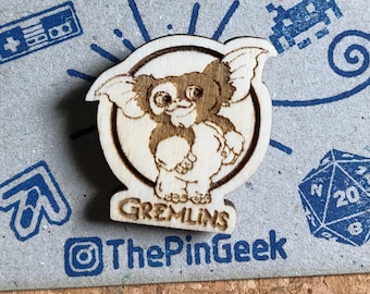 Gremlins Movie Vintage Pin - Laser Cut / Wood Etched - Super Cute and Fun