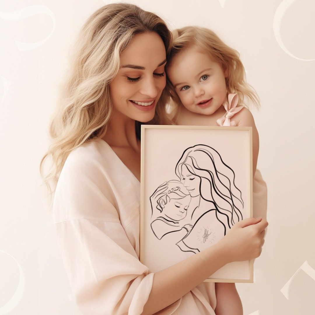 MOTHERS DAY GIFT - Personalized One Line Drawing | First Mother's Day ...