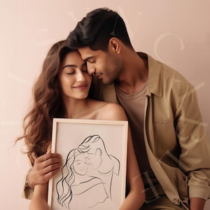 PERSONALIZED VALENTINES GIFT - One-Line Couple Portrait • Gift for Boyfriend • Anniversary Gift for Husband • Romantic Gifts for Him