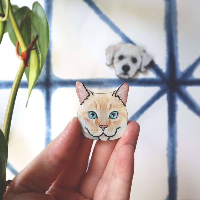 Pet Portrait Magnet Personalized Refrigerator Magnet Custom Cat Dog Portrait Handmade Magnet Hand Painted Pet Lover Gift image 2