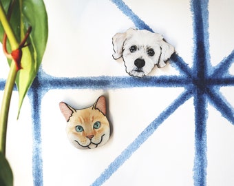 Pet Portrait Magnet| Personalized Refrigerator Magnet| Custom Cat Dog Portrait| Handmade Magnet| Hand Painted| Pet Lover Gift