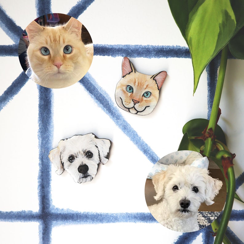 Pet Portrait Magnet Personalized Refrigerator Magnet Custom Cat Dog Portrait Handmade Magnet Hand Painted Pet Lover Gift image 4