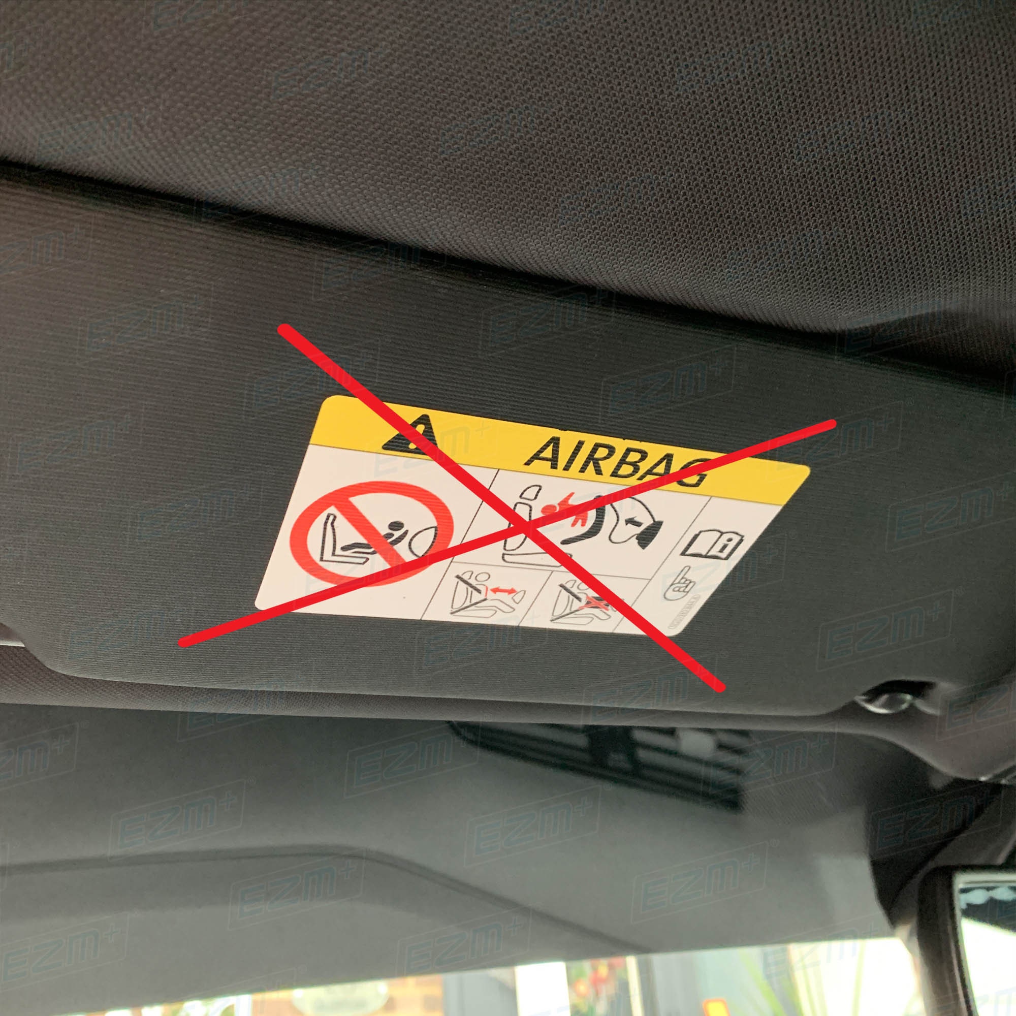 EZM Sun Visor 'Airbag Warning' Delete Decals x 2 for Etsy