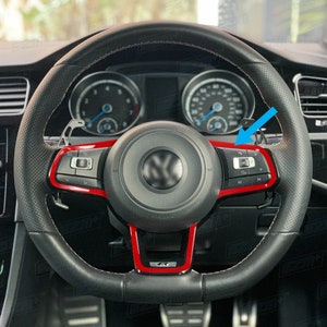 Autocollant décoratif de bouton de volant de fibre de carbone de voiture de  2 pièces pour Volkswagen Touareg
