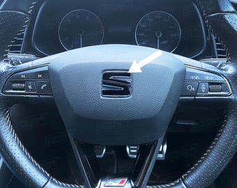 EZM Aftermarket Steering Wheel S Badge Vinyl Overlay (Sticker) for Seat Leon MK3 MK3.5 FR Cupra