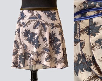 Ballet skirt made of delicate chiffon, short and medium length, duchesse band in brown or blue, wrap skirt