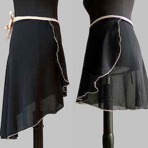 Spódnica baletowa, szyfonowa, wszystkie długości, od XS do XXL+, kryjąca lub półprzezroczysta, z gumką w kolorze szampana lub duchesse, spódnica kopertowa