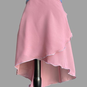 Ballet skirt, all lengths, XXS to XXL, color light blackberry with light blue duchesse ribbon, wrap skirt image 8