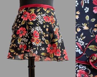 Summer meadow! short and medium length ballet skirt, with red ribbon made of duchesse, wrap skirt