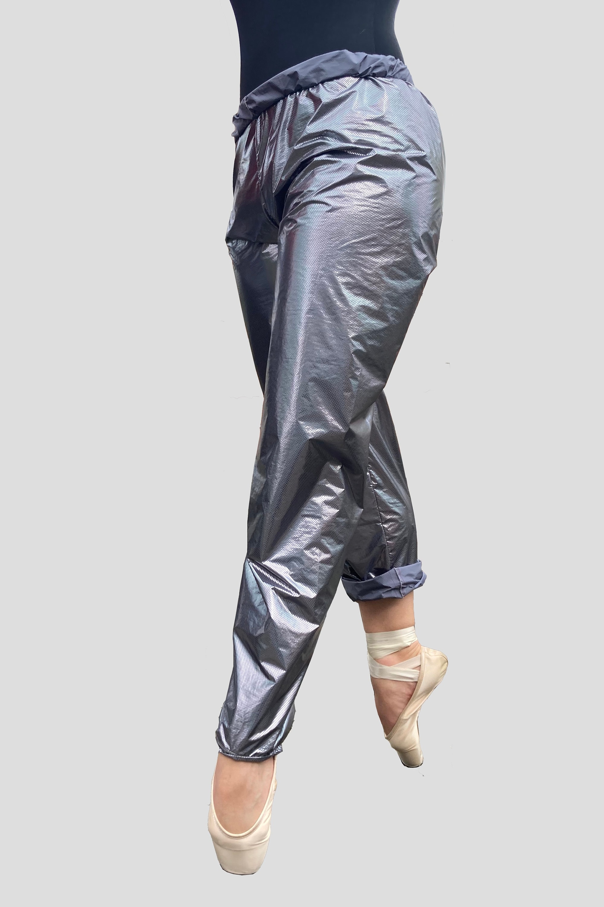 Ballet Warm up Pants, Outside Silver Inside Grey, Trash Bag