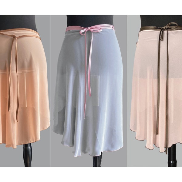 Ballet skirt, long, size XXS to XXL+, apricot, light grey, delicate rose