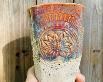 Mug ceramic handmade mandala country house boho design