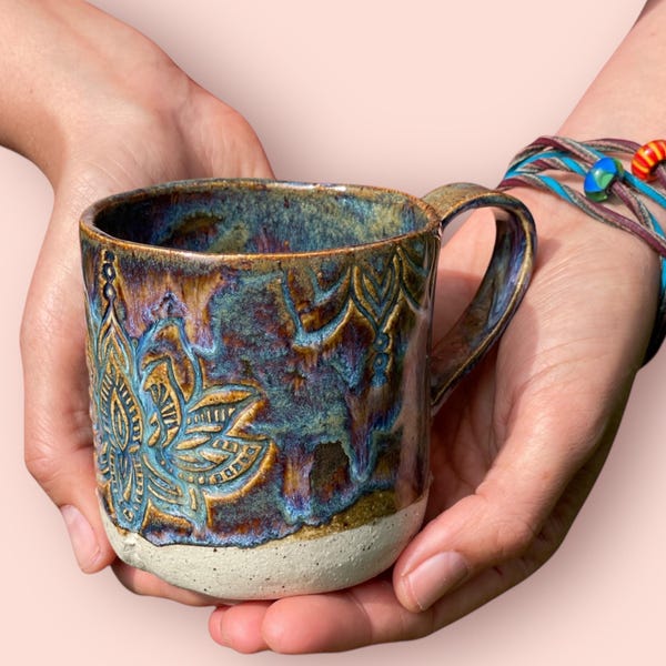 Yoga Geschenk Tasse mit Lotus handgemacht