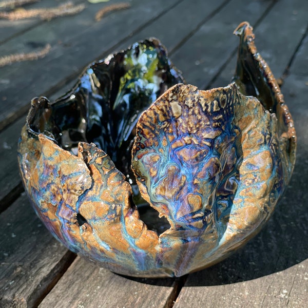 Handmade outdoor ceramic lantern