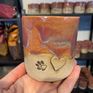 Paw cup heart paw love cup made of pottery image 5