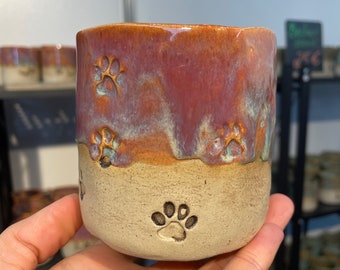 hand-made cat cup gift animal lover paw cup heart paw love cup made