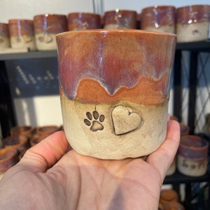 Paw cup heart paw love cup made of pottery image 1