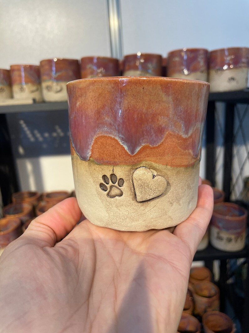Paw cup heart paw love cup made of pottery image 1