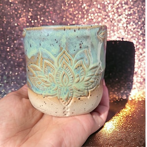 Blue Lotus Mug Pottery Ceramic Cup