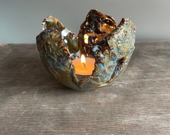 Tealight holder ceramic pottery handmade