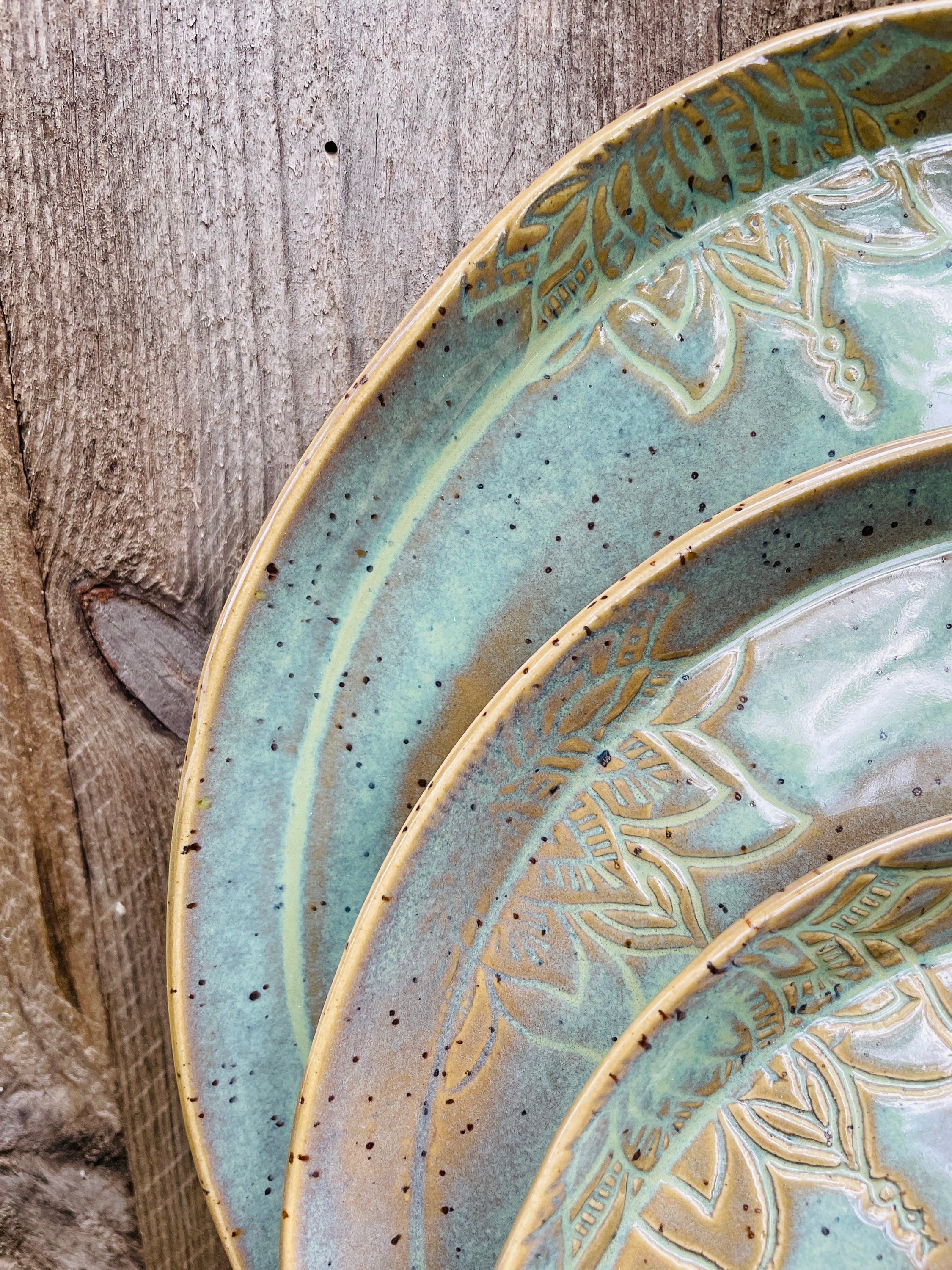 Teller Keramik Set getöpfert türkis Etsy.de