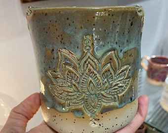 large ceramic mug, hand-thrown, XXL mandala