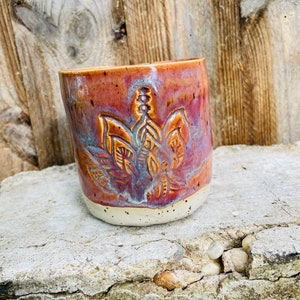 Tea cup ceramic pottery mandala pink