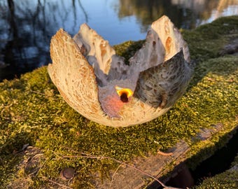 Solar garden decoration alternative – handmade ceramic wax eater | warm garden light instead of LED | sustainable outdoor candle