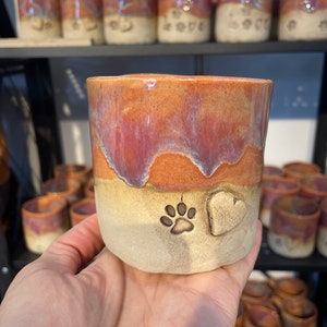 Paw cup heart paw love cup made of pottery image 2