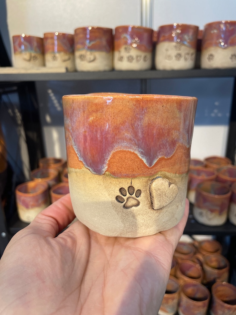 Paw cup heart paw love cup made of pottery image 2